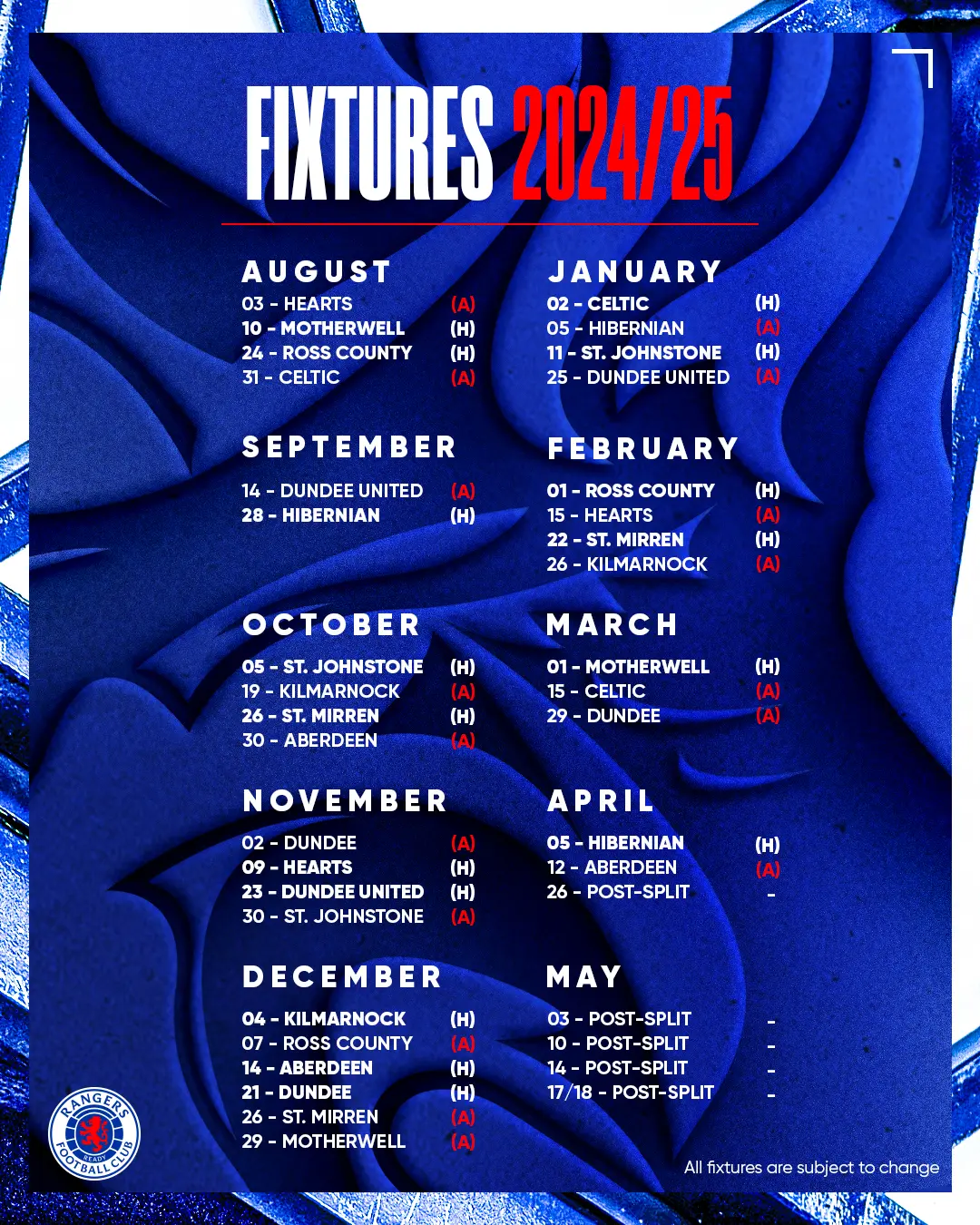 Rangers Fixtures: Upcoming Matches in September 2023